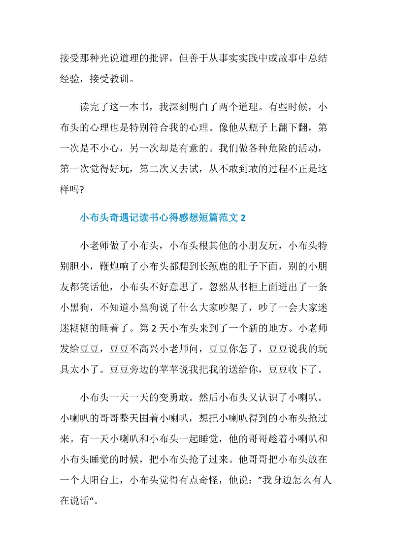 小布头奇遇记读书心得感想短篇范文.doc_第2页