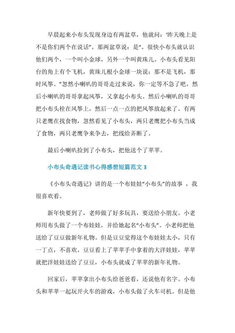 小布头奇遇记读书心得感想短篇范文.doc_第3页