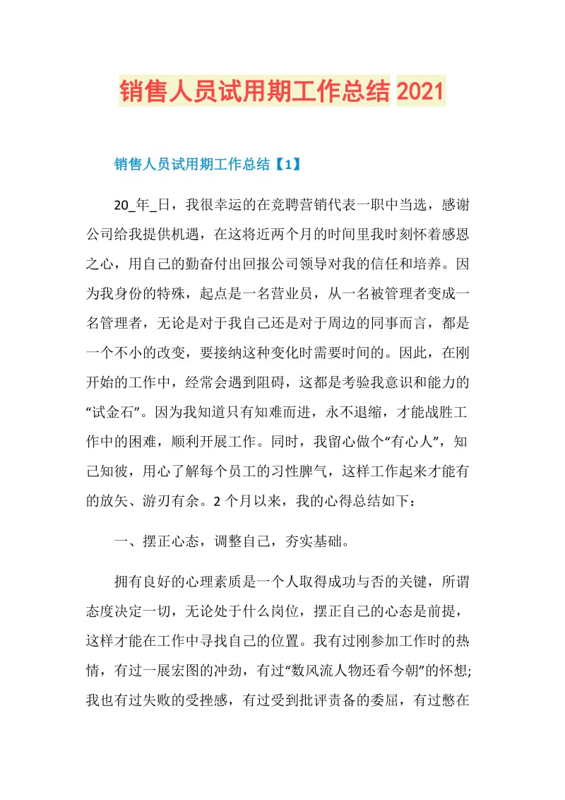 销售人员试用期工作总结2021.doc_第1页