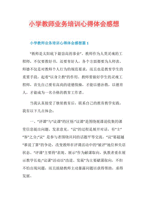 小学教师业务培训心得体会感想.doc