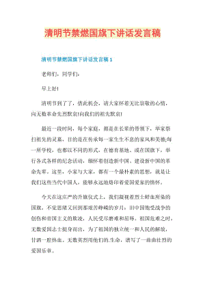 清明节禁燃国旗下讲话发言稿.doc