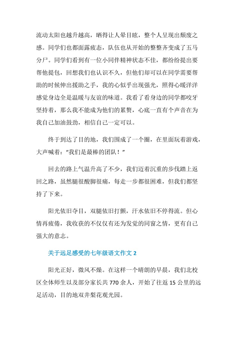 关于远足感受的七年级语文作文.doc_第2页