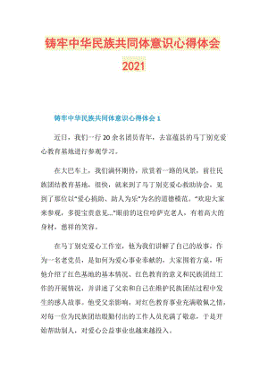 铸牢中华民族共同体意识心得体会2021.doc