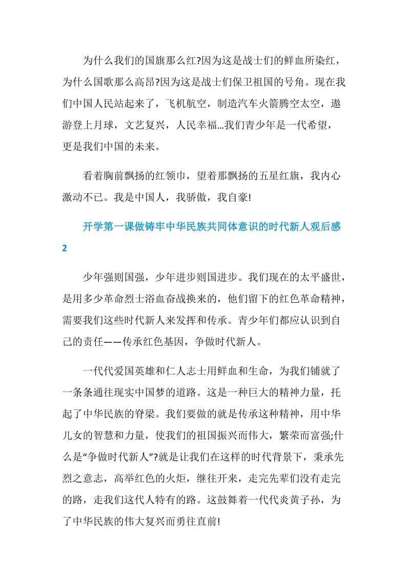 开学第一课做铸牢中华民族共同体意识的时代新人观后感.doc_第2页