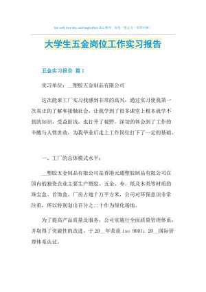 大学生五金岗位工作实习报告.doc