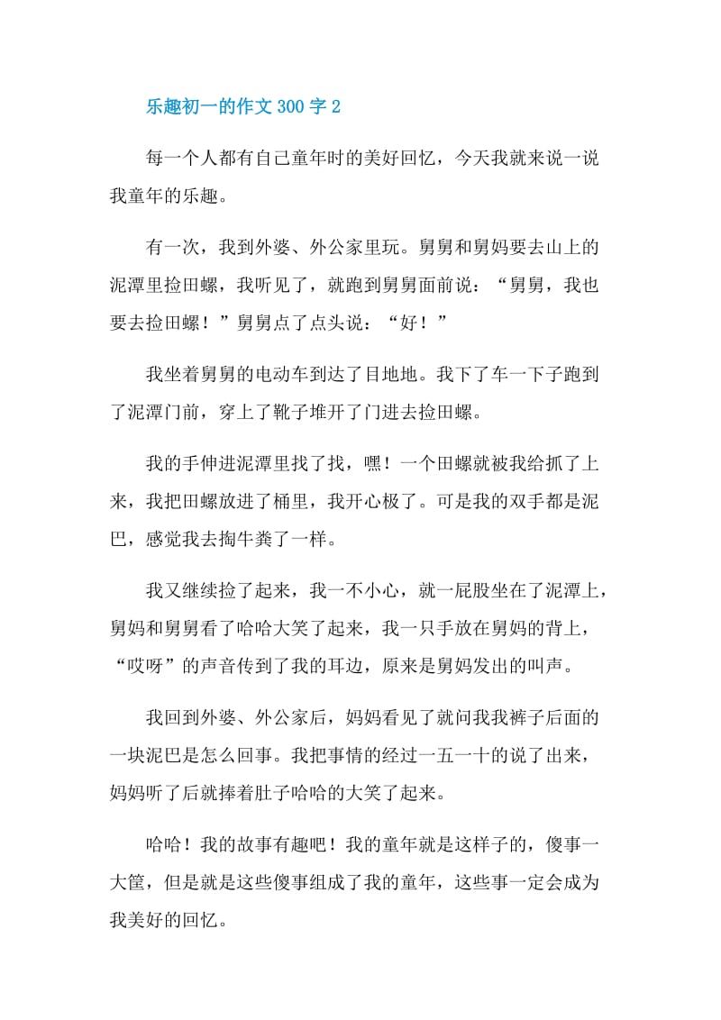 乐趣初一的作文300字.doc_第2页