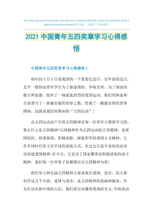 2021中国青年五四奖章学习心得感悟.doc