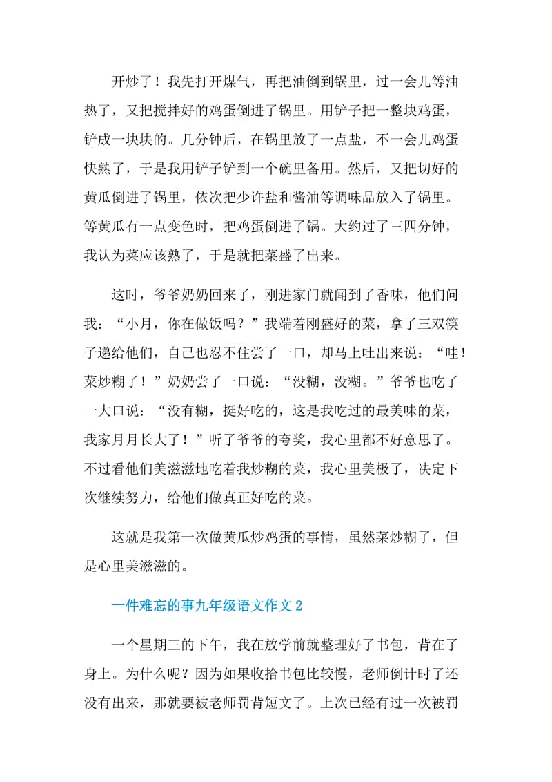 一件难忘的事九年级语文作文.doc_第2页