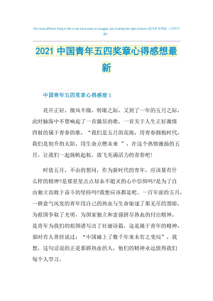 2021中国青年五四奖章心得感想最新.doc