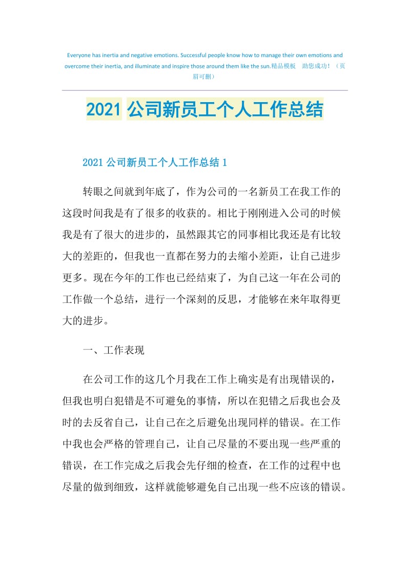 2021公司新员工个人工作总结.doc_第1页