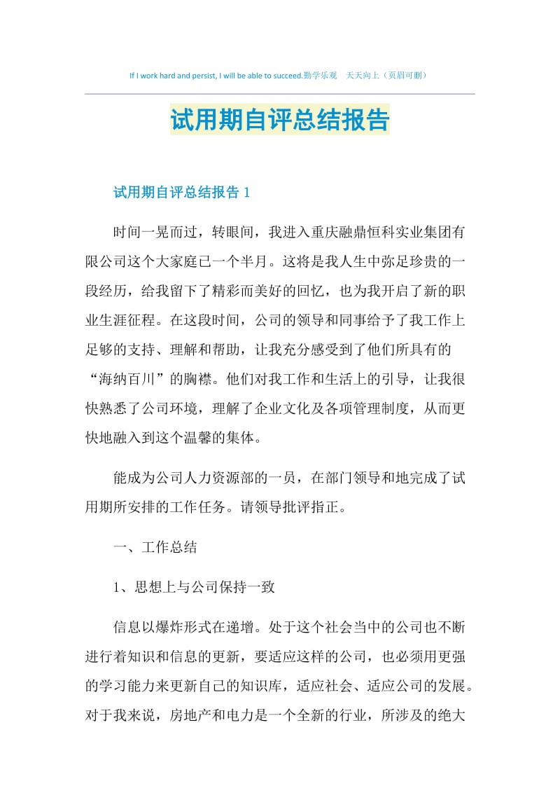 试用期自评总结报告.doc_第1页