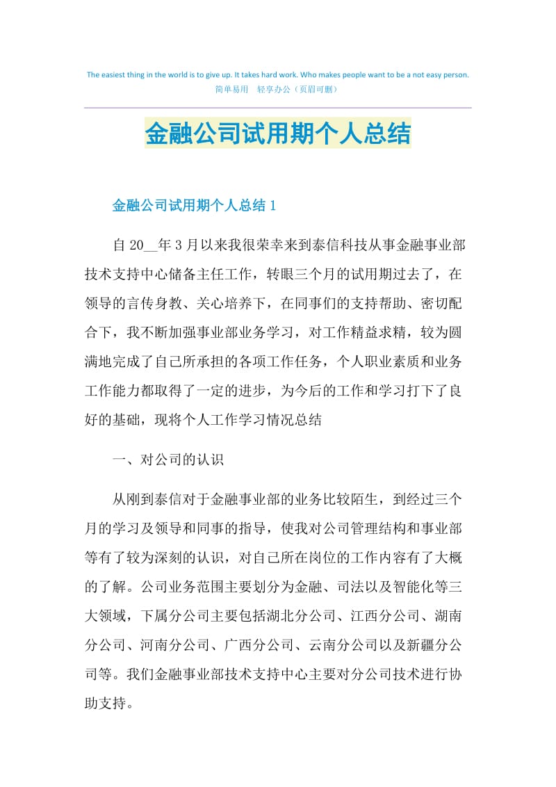 金融公司试用期个人总结.doc_第1页