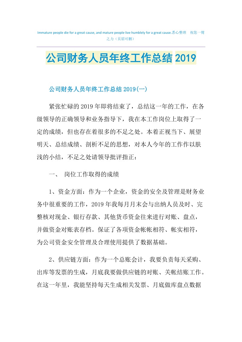 公司财务人员年终工作总结2019.doc_第1页