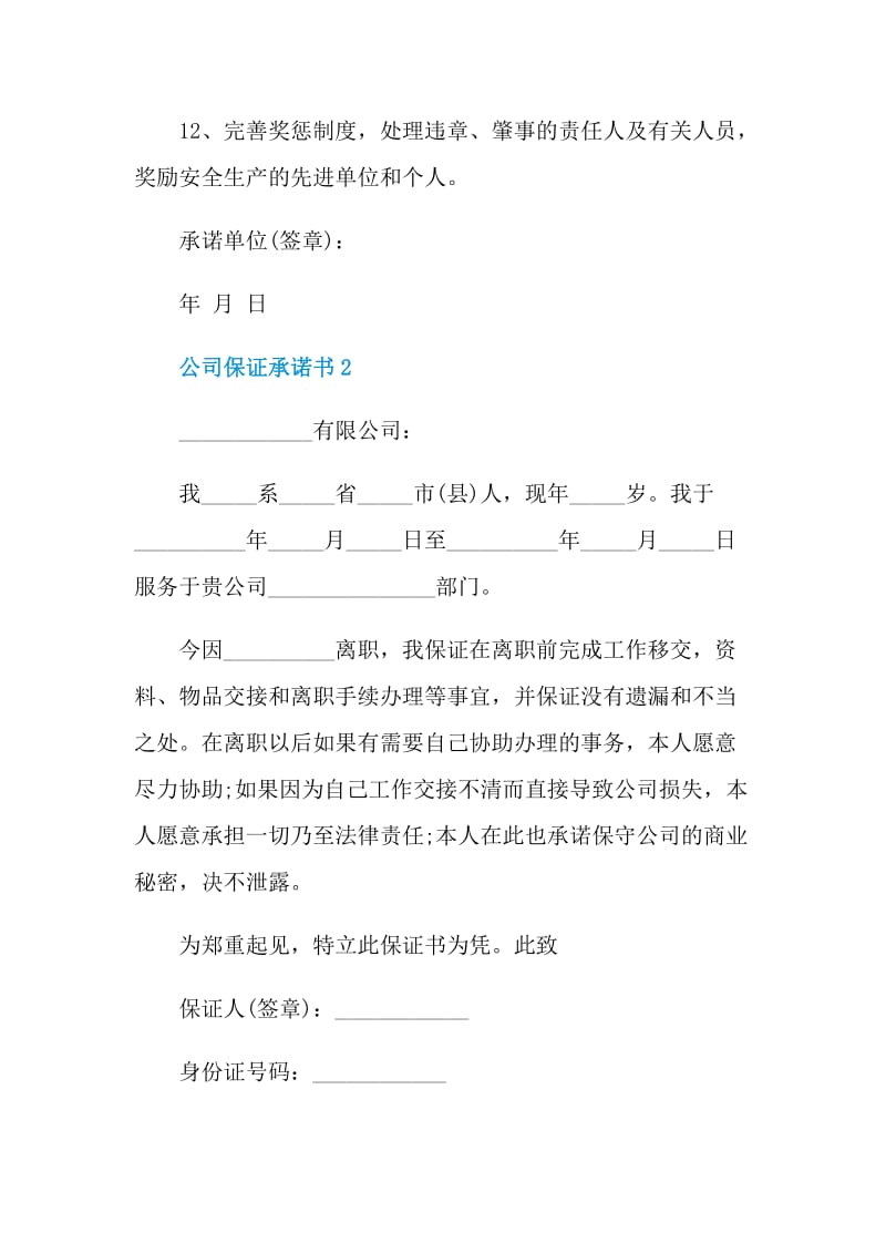 公司保证承诺书格式.doc_第3页