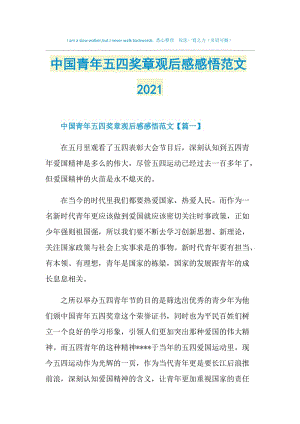 中国青年五四奖章观后感感悟范文2021.doc