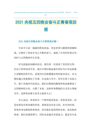 2021央视五四晚会奋斗正青春观后感.doc