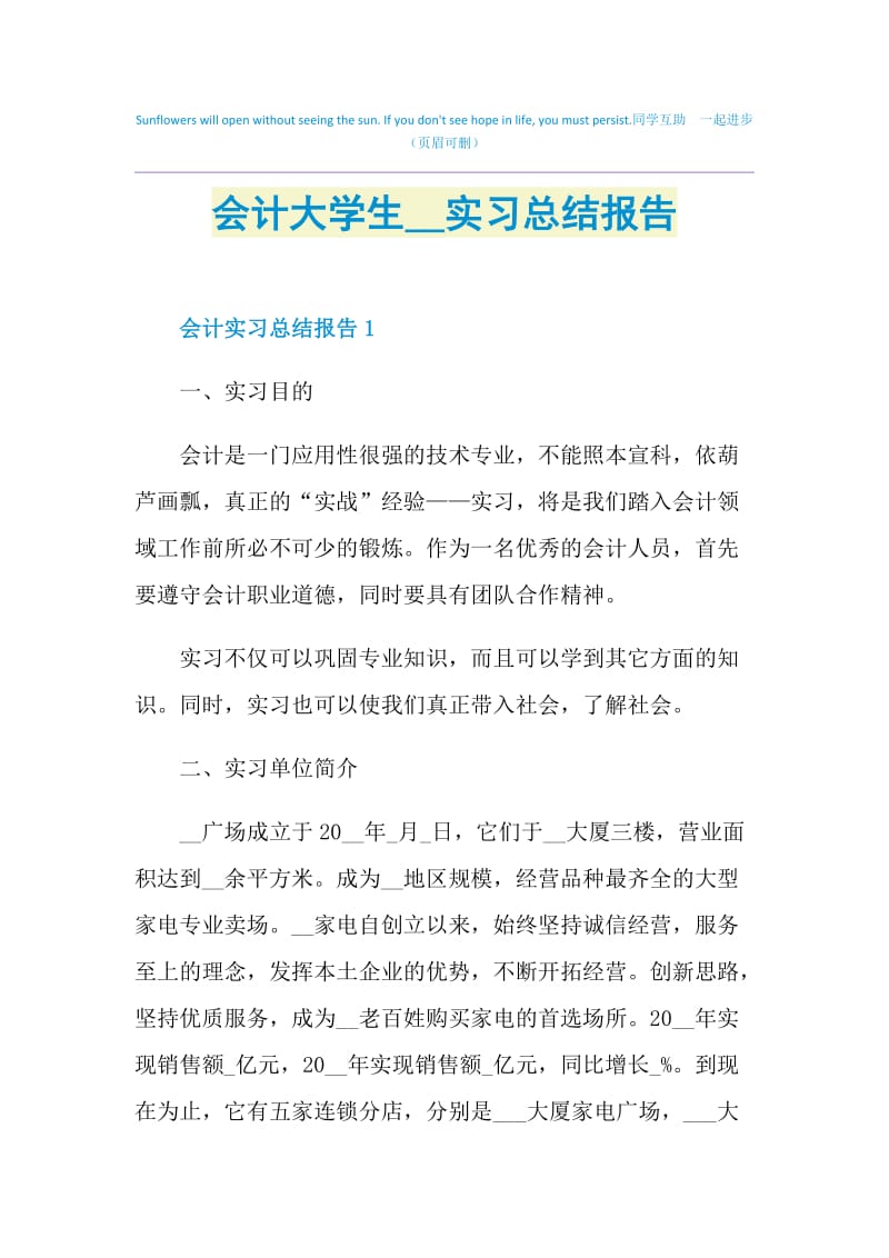 会计大学生2021实习总结报告.doc_第1页