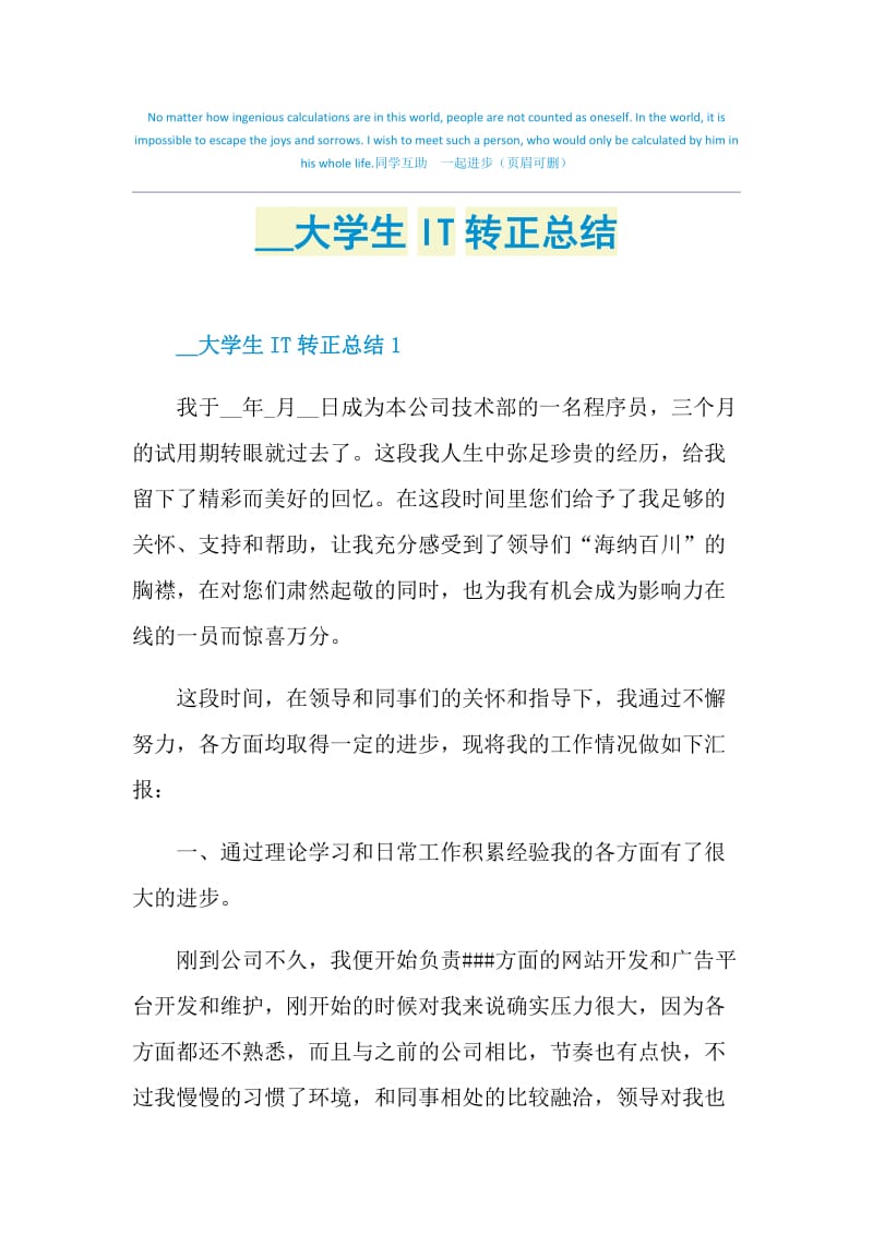 2021大学生IT转正总结.doc_第1页