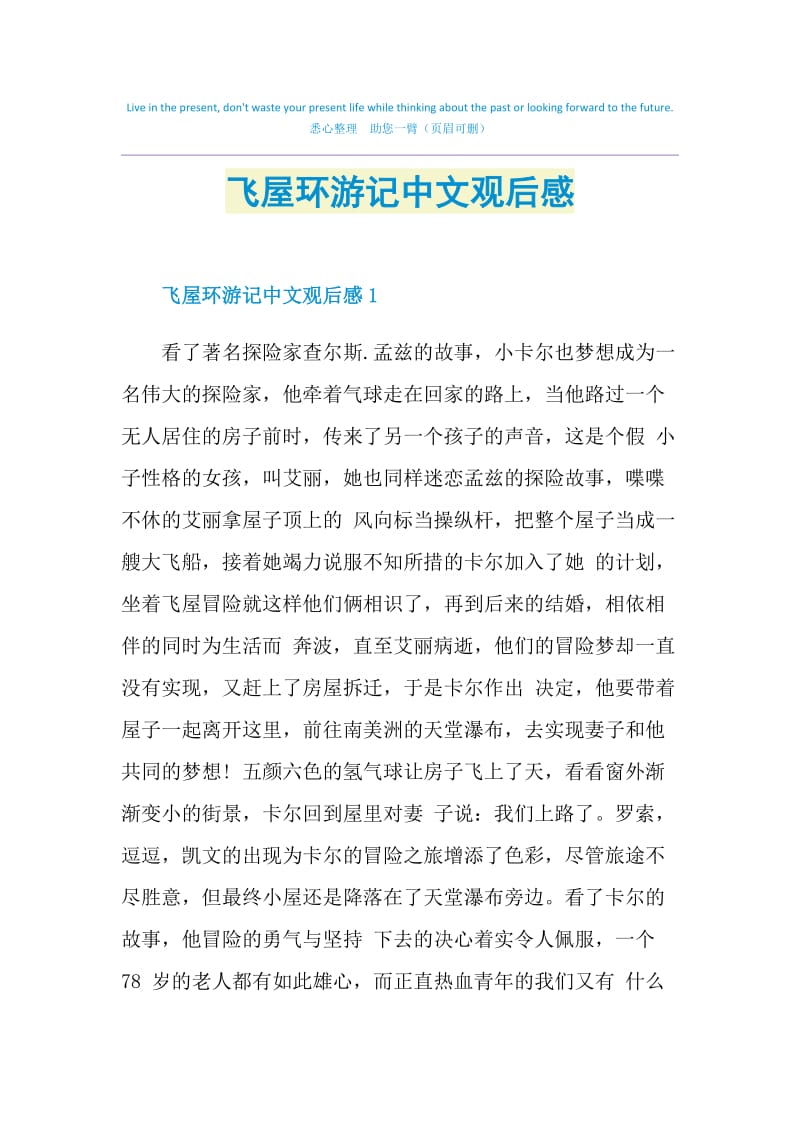 飞屋环游记中文观后感.doc_第1页