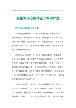 新生军训心得体会500字作文.doc