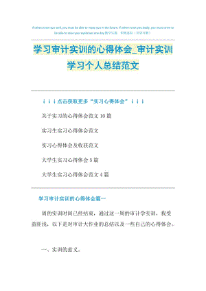 学习审计实训的心得体会_审计实训学习个人总结范文.doc