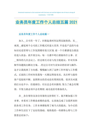 业务员年度工作个人总结五篇2021.doc