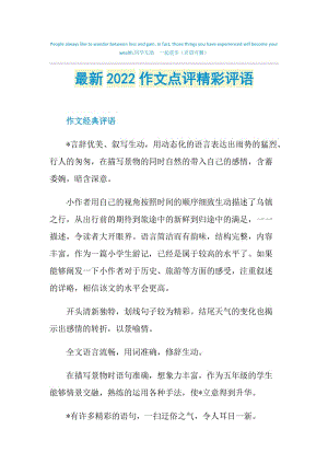 最新2022作文点评精彩评语.doc