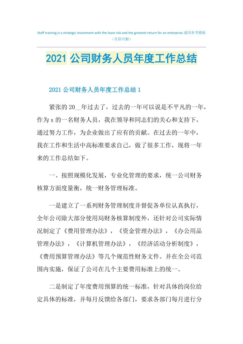 2021公司财务人员年度工作总结.doc_第1页