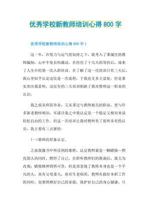 优秀学校新教师培训心得800字.doc