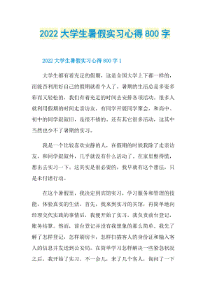 2022大学生暑假实习心得800字.doc