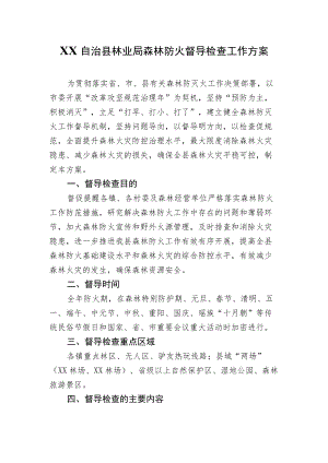 XX县林业局森林防火督导检查工作方案.docx