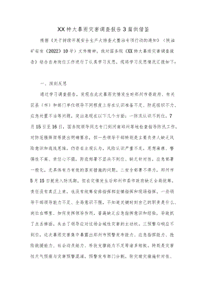 XX特大暴雨灾害调查报告3篇供借鉴.docx