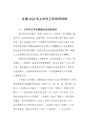 乡镇2022上半工作自评材料.docx