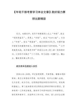 【轻干部考察学习体会文章】跑好接力赛 拼出新精彩.docx