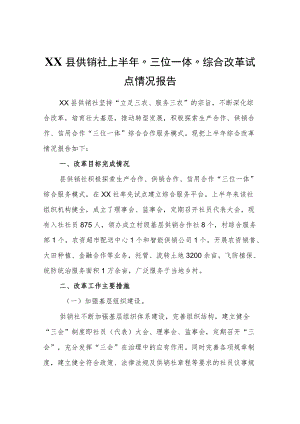 XX县供销社上半“三位一体”综合改革试点情况报告.docx