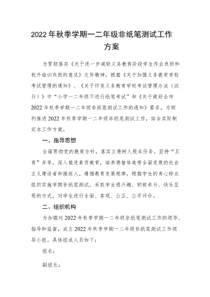 2022季学期一二级非纸笔测试工作方案.docx