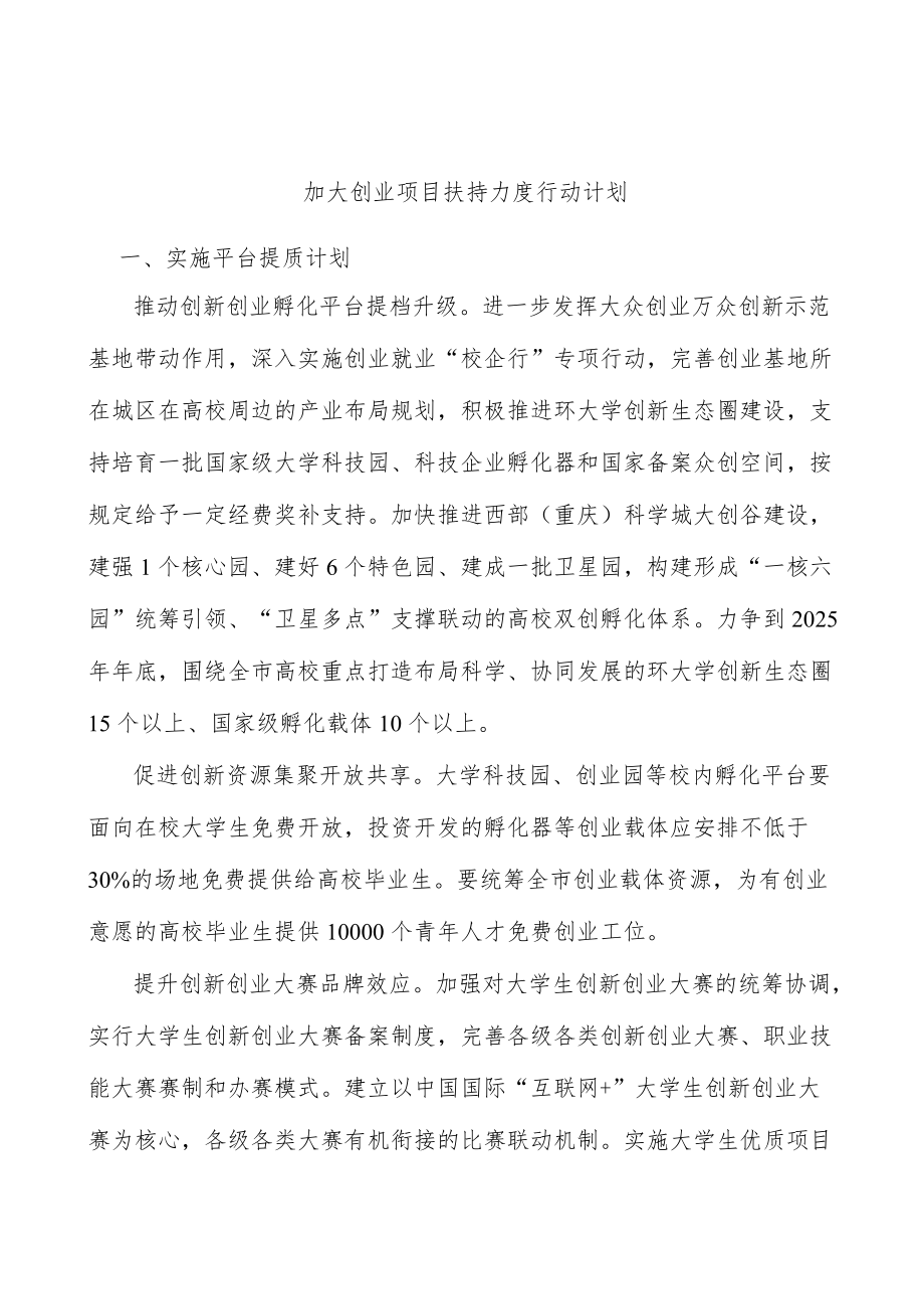 加大创业项目扶持力度行动计划(1).docx_第1页