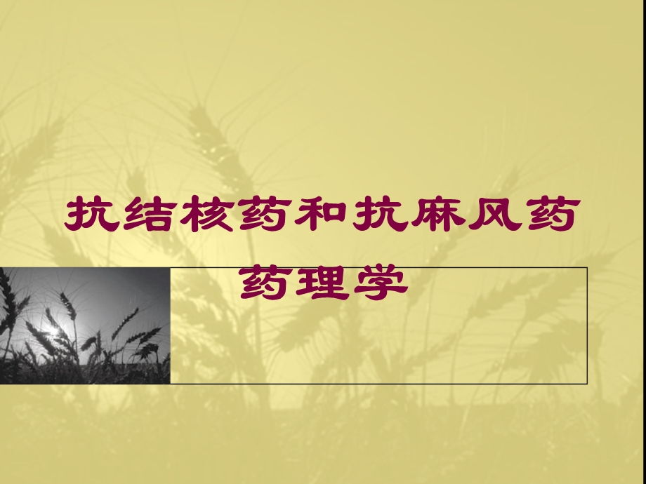 抗结核药和抗麻风药药理学培训课件.ppt_第1页