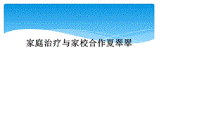 家庭治疗与家校合作夏翠翠课件.ppt