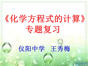 市级公开课《化学方程式的计算》专题复习ppt课件.ppt