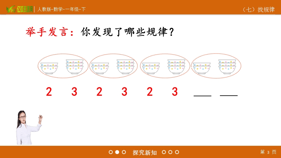 小学数学二年级下7.2简单的图形和数字的排列规律ppt模板课件.pptx_第3页