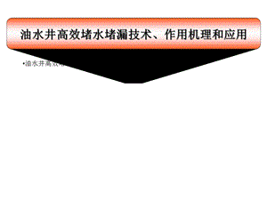 油水井高效堵水堵漏技术、作用机理与应用课件.ppt