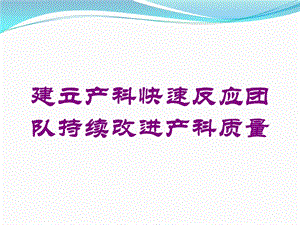 建立产科快速反应团队持续改进产科质量培训课件.ppt