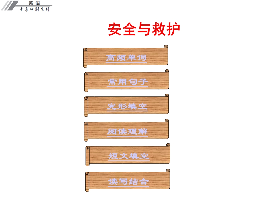 广东省中考英语冲刺复习话题专题训练安全与救护课件.ppt_第1页