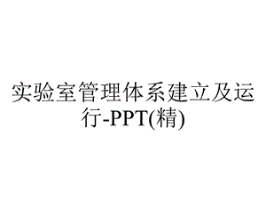 实验室管理体系建立及运行PPT(精).ppt