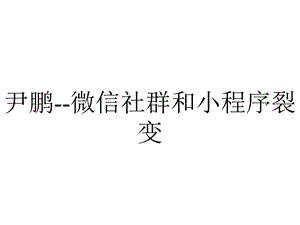 尹鹏微信社群和小程序裂变.pptx