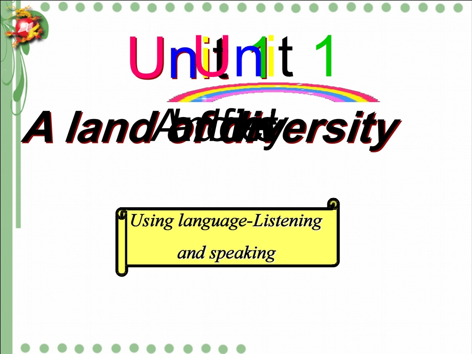 广东省某中学高二英语课件：选修八Unit1Alandofdiversitylist.pptx_第1页