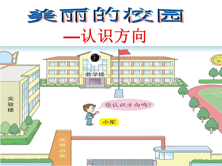 数学二年级上册第6单元认识方向《美丽的校园—认识方向》教学课件.ppt_第1页