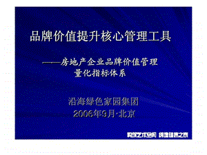 沿海绿色家园集团品牌价值提升核心管理工具——房地产企业品牌价值管理量化指标体系课件.ppt