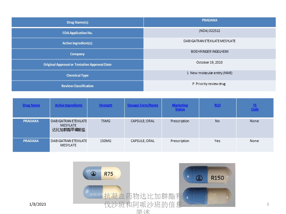 抗凝血药物达比加群酯利伐沙班和阿哌沙班的信息简述培训课件.ppt_第3页